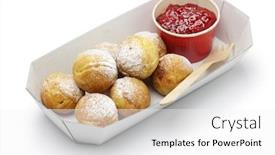  Presentation with street food - Theme consisting of ebelskiver-danish-christmas-pancake-puffs background and a white colored foreground