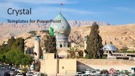  Presentation with iran - Audience pleasing presentation theme consisting of ebne hamze shrine shiraz iran backdrop and a light blue colored foreground