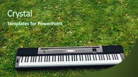  Presentation with electric - PPT theme with ebony - electric piano on green grass background and a tawny brown colored foreground