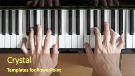  Presentation with piano - PPT theme consisting of ebony - image of a piano playing background and a tawny brown colored foreground