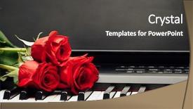  Presentation with musical instruments piano keys and - Colorful presentation enhanced with ebony - piano keys and red rose backdrop and a dark gray colored foreground