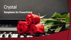  Presentation with piano - Slide set having ebony - piano keys and red rose background and a dark gray colored foreground