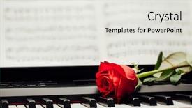  Presentation with music book - Beautiful presentation design featuring ebony - red rose on piano keys backdrop and a light gray colored foreground