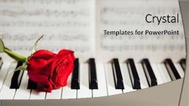  Presentation with music book - Theme consisting of ebony - red rose on piano keys background and a light gray colored foreground