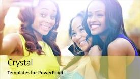  Presentation with three - PPT theme with ebony - three african girls taking selfies background and a blonde colored foreground
