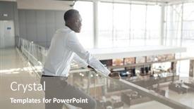  Presentation with court - Colorful PPT theme enhanced with ebony businessman looking on food-court in mall backdrop and a gray colored foreground