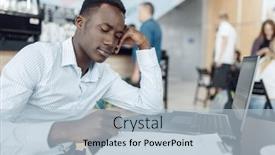  Presentation with laptop - Beautiful PPT layouts featuring ebony businessman working on laptop in office backdrop and a light blue colored foreground