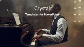  Presentation with piano - Amazing slide set having ebony grand piano player playing backdrop and a dark gray colored foreground