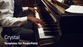  Presentation with jazz - Colorful PPT theme enhanced with ebony pianist jazz performer on the stage backdrop and a wine colored foreground