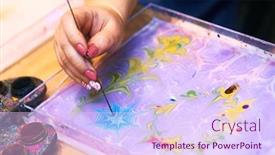  Presentation with water technology - Amazing presentation design having ebru-marbling-painting-art-technology backdrop and a sky blue colored foreground