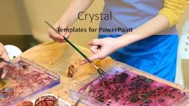  Presentation with water technology - Presentation design featuring ebru-marbling-painting-art-technology background and a coral colored foreground