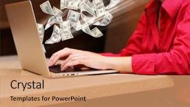  Presentation with internet cafe - Colorful PPT layouts enhanced with ebusiness - financial concept make money backdrop and a coral colored foreground