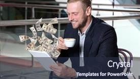  Presentation with internet cafe - Beautiful PPT theme featuring ebusiness - financial concept make money backdrop and a wine colored foreground