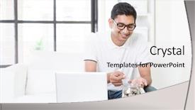  Presentation with internet of things home automation - Cool new PPT layouts with ebusiness - indian guy using internet computer backdrop and a white colored foreground