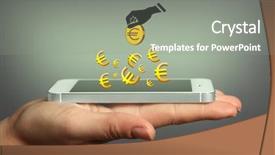  Presentation with money online - Cool new theme with ebusiness - making money online concept hand backdrop and a gray colored foreground