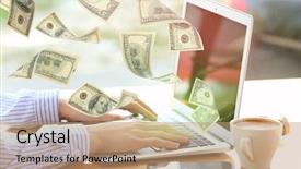  Presentation with doctor helps to get out of bed an elderly woman - Beautiful presentation theme featuring ebusiness - money flying out of laptop backdrop and a coral colored foreground