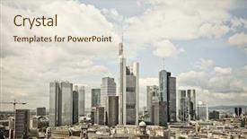  Presentation with view of frankfurt am main - Amazing PPT theme having ecb - aerial view of frankfurt am backdrop and a sky blue colored foreground