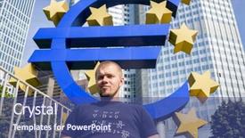  Presentation with euro - Slide set with ecb - euro symbol in frankfurt background and a ocean colored foreground