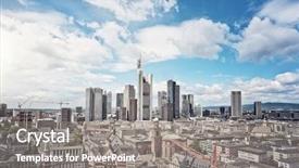  Presentation with european union - Amazing PPT theme having ecb - skyline of frankfurt am main backdrop and a gray colored foreground