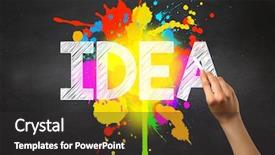  Presentation with hand holding colorful brain sketch - Colorful slide deck enhanced with eccentric - female hand holding white chalk backdrop and a dark gray colored foreground