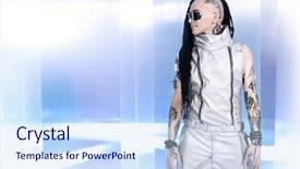  Presentation with high technology - Amazing presentation theme having eccentric futuristic man in silver backdrop and a sky blue colored foreground