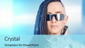  Presentation with silver nano - Cool new presentation design with eccentric futuristic man in silver backdrop and a arctic colored foreground