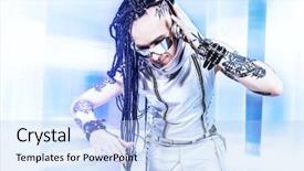  Presentation with nano technology - Cool new slide set with eccentric futuristic man in silver backdrop and a  colored foreground