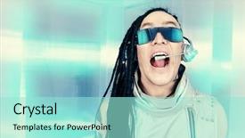  Presentation with high technology - Slide set with eccentric futuristic man in silver background and a arctic colored foreground