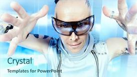  Presentation with high technology - Beautiful theme featuring eccentric futuristic man in silver backdrop and a  colored foreground