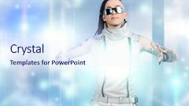  Presentation with silver nano - PPT theme with eccentric futuristic man in silver background and a sky blue colored foreground