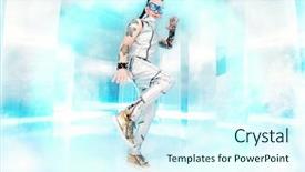  Presentation with high technology - Amazing slide set having eccentric futuristic man in silver backdrop and a cool aqua colored foreground