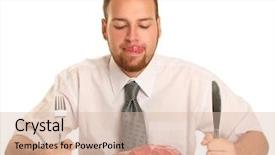  Presentation with meat - Slide deck featuring eccentric guy eating red meat background and a lemonade colored foreground