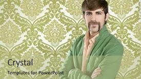  Presentation with geek - PPT theme with eccentric retro mustache geek man background and a mint green colored foreground