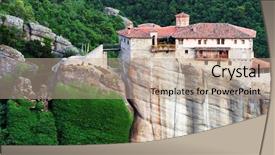  Presentation with middle century - Amazing PPT layouts having ecclesiastes - holy monastery of rousanou st backdrop and a coral colored foreground