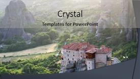  Presentation with middle century - Cool new PPT theme with ecclesiastes - holy monastery of rousanou st backdrop and a light gray colored foreground
