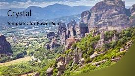  Presentation with panoramic - Beautiful presentation theme featuring ecclesiastes - panoramic view on meteora backdrop and a  colored foreground