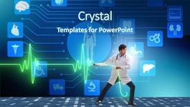  Presentation with heart beat - Presentation theme featuring ecg wave - cardiologist in telemedicine concept background and a  colored foreground