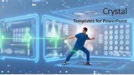  Presentation with heart beat - Presentation theme with ecg wave - cardiologist in telemedicine concept background and a  colored foreground