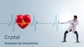 Presentation with heart beat - PPT layouts with ecg wave - cardiologist in telemedicine concept background and a lemonade colored foreground