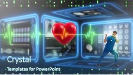  Presentation with cardiologist - Cool new presentation theme with ecg wave - cardiologist in telemedicine concept backdrop and a ocean colored foreground