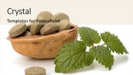  Presentation with herbal medicine - Presentation design enhanced with echinacea antibiotics - herbal pills isolated on white background and a  colored foreground