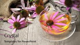  Presentation with echinacea - Presentation theme enhanced with walnut kernels in a gray bowl on a wooden table healthy food place for text background and a soft green colored foreground.