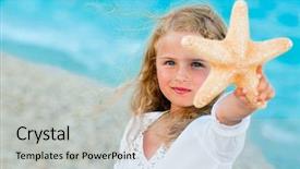  Presentation with vacation - Amazing slide set having echinoderm - summer vacation - lovely girl backdrop and a light gray colored foreground