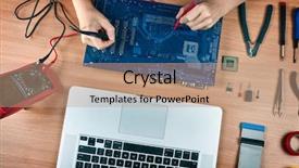  Presentation with computer repair - Audience pleasing slides consisting of echnical repairs motherboard in service backdrop and a coral colored foreground