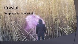  Presentation with lonely - Beautiful presentation theme featuring ecigarette - man with smoke on his backdrop and a soft green colored foreground