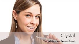  Presentation with electronic - Beautiful slides featuring ecigarette - woman smoking an electronic cigarette backdrop and a soft green colored foreground