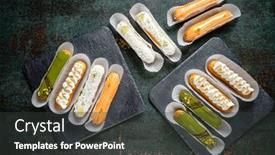  Presentation with marble - Amazing PPT theme having eclair-on-the-marble-background backdrop and a dark gray colored foreground