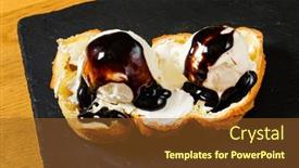  Presentation with chocolate ice cream - Presentation design having eclair-with-ice-cream background and a tawny brown colored foreground