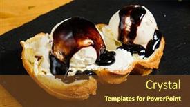  Presentation with chocolate ice cream - Cool new PPT theme with eclair-with-ice-cream backdrop and a tawny brown colored foreground