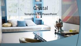  Presentation with interior - Audience pleasing presentation design consisting of eclectic - modern sitting room interior backdrop and a light blue colored foreground